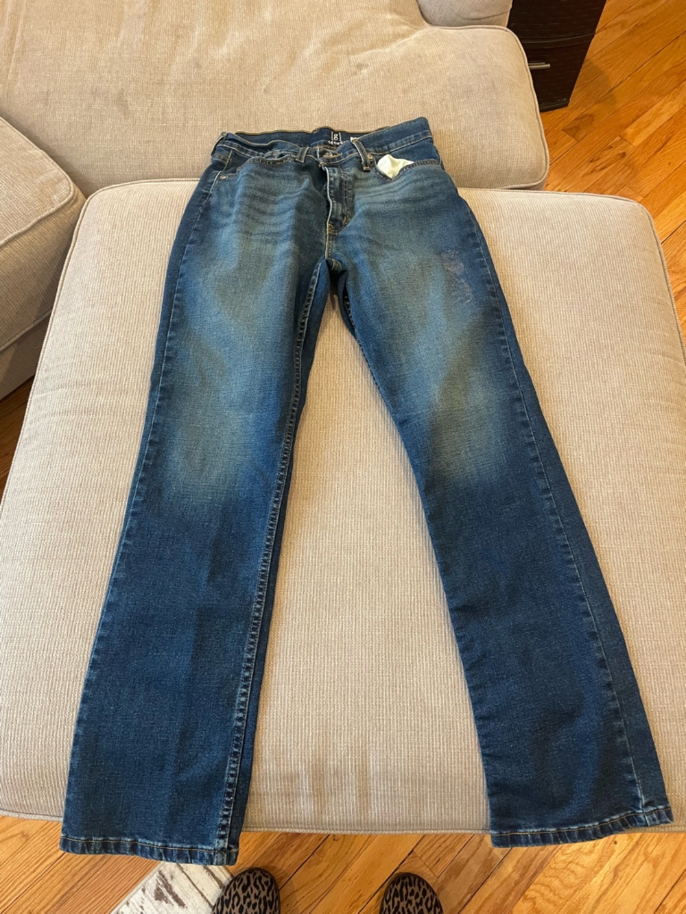 George Slim Straight Men's Jeans in Dark Blue with Faded Highlights